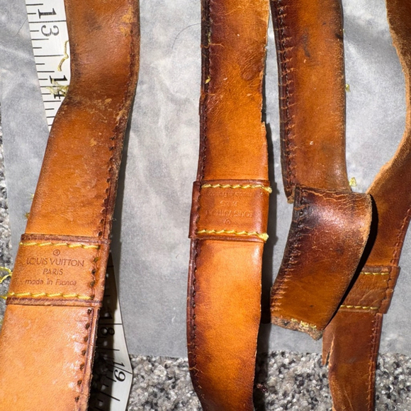 LV Leather Straps cut from bags used for upcycling 3 w/LV stamps sku-017 - Picture 8 of 11